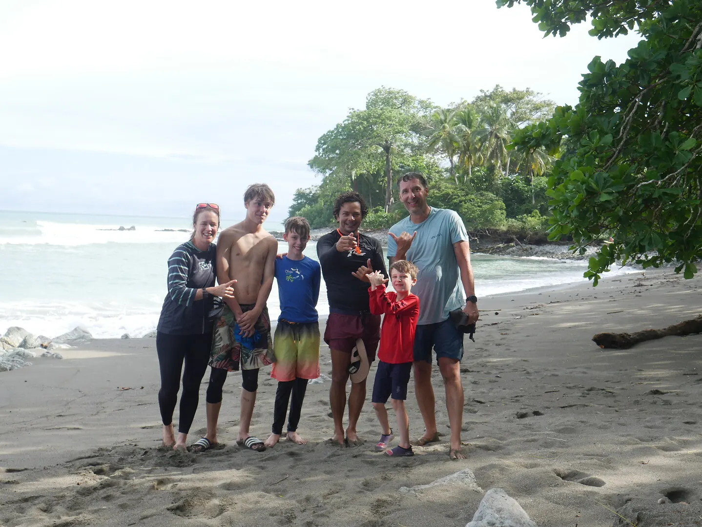 Surf instruction session at Cabo Matapalo